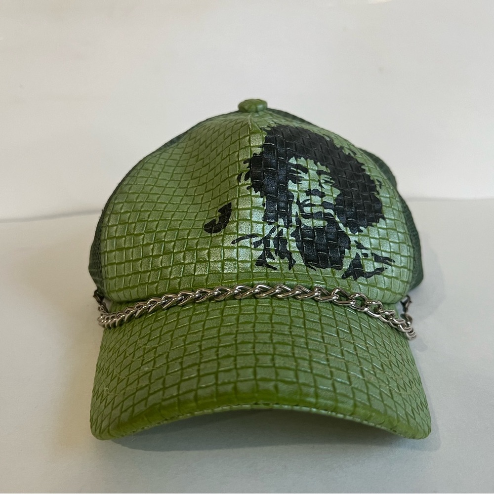 Rare Jimi Hendrix Green Trucker Hat With Chain